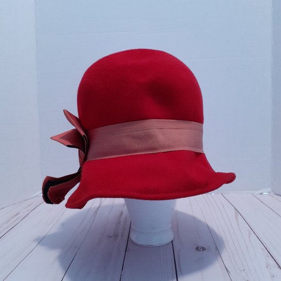 Vintage Zephyr Wool Felt Cloche Hat Red - Picture 1 of 11